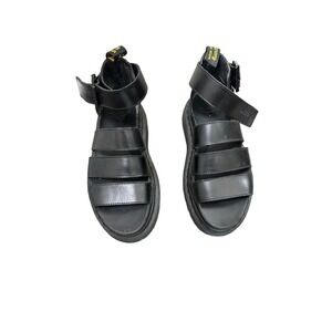 Dr. Martens Clarissa II Quad Black Leather Platform Gladiator Sandals Womens‎